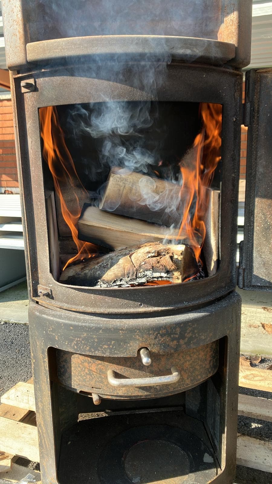 Legna di faggio in combustione